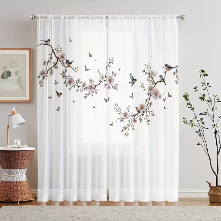 2 Pezzi Tende Trasparenti con  - Flower Wall Panel recensione e prezzo